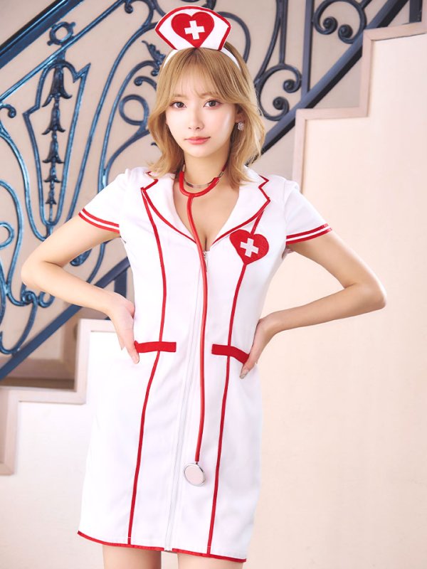 画像4: 【ハロウィン】 ジップナース 【コスプレ4点セット】【S-Mサイズ/1カラー】(CH01)[HC03]