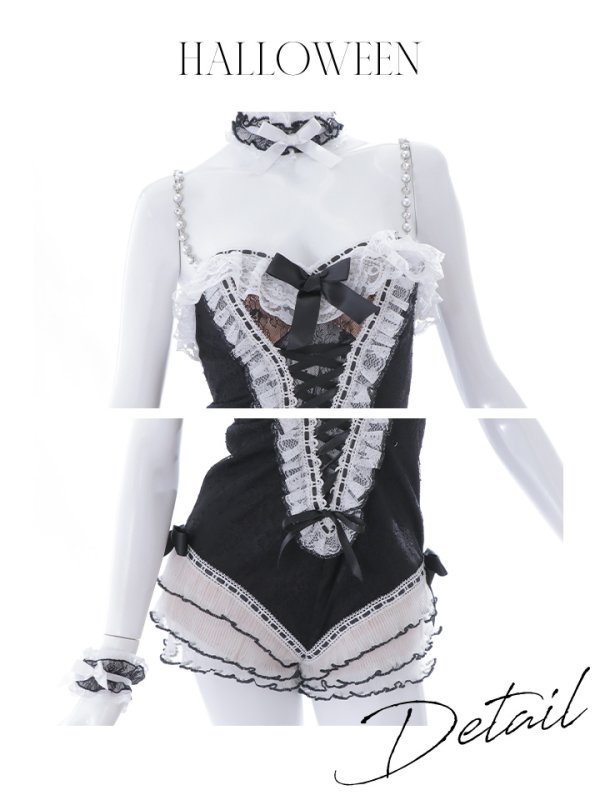 画像45: 【即日発送】【ハロウィン】パールチェーンレースバニーガール【コスプレ7点セット】【S-Lサイズ/3カラー】[OF01]