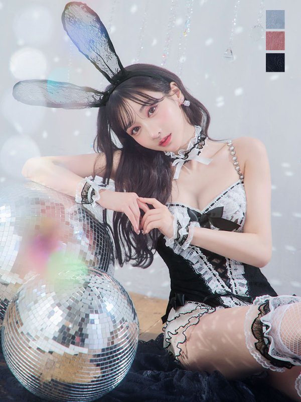 画像30: 【即日発送】【ハロウィン】パールチェーンレースバニーガール【コスプレ7点セット】【S-Lサイズ/3カラー】[OF01]