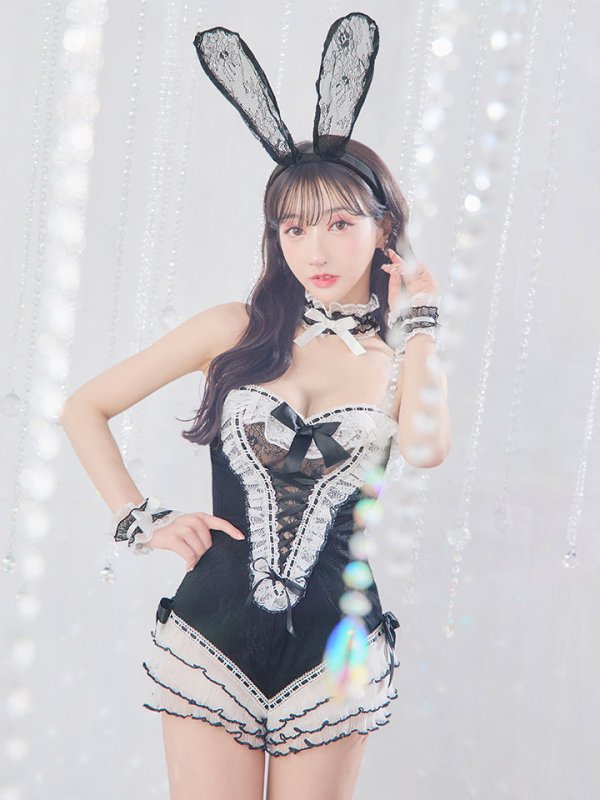 画像33: 【即日発送】【ハロウィン】パールチェーンレースバニーガール【コスプレ7点セット】【S-Lサイズ/3カラー】[OF01]