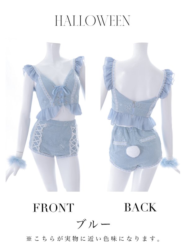 画像47: 【SALE!!】【即日発送】【ハロウィン】 フリルレースバニーセットアップ 【コスプレ6点セット】 【S-Mサイズ/3カラー】[OF01]
