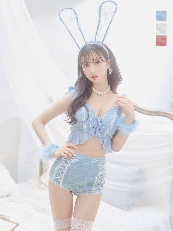 画像2: 【即日発送】【ハロウィン】 フリルレースバニーセットアップ 【コスプレ6点セット】 【S-Mサイズ/3カラー】[YMT]
