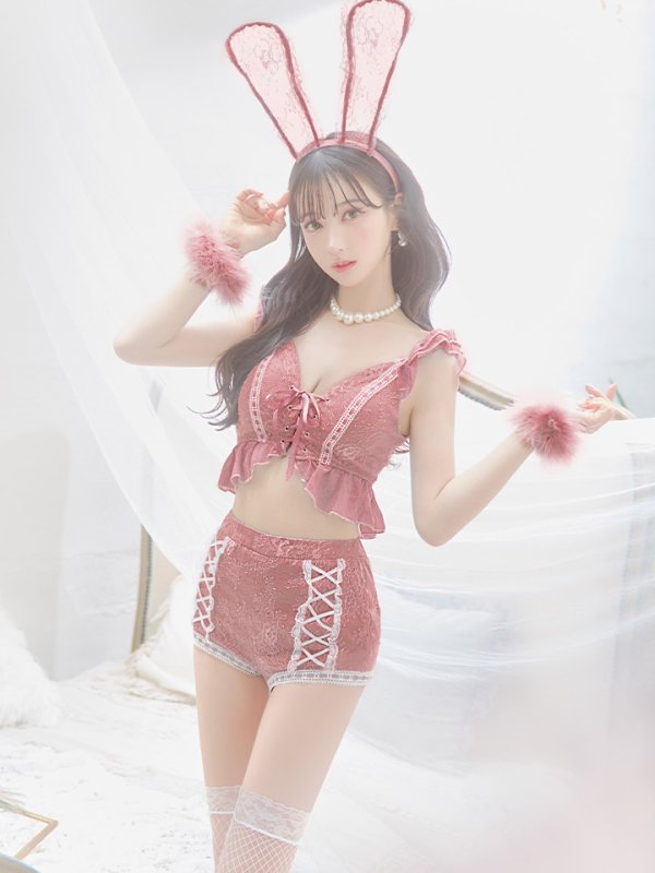 画像3: 【SALE!!】【即日発送】【ハロウィン】 フリルレースバニーセットアップ 【コスプレ6点セット】 【S-Mサイズ/3カラー】[OF01]