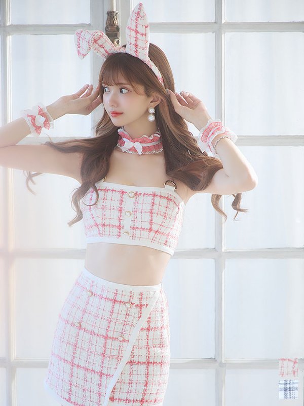 画像3: 【SALE!!】【即日発送】【ハロウィン】 ツイードバニーラップススカートセットアップコスプレ【コスプレ7点セット】【S-Mサイズ/2カラー】[HC03]