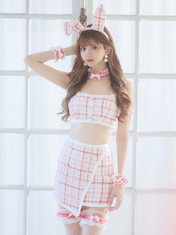 画像4: 【SALE!!】【即日発送】【ハロウィン】 ツイードバニーラップススカートセットアップコスプレ【コスプレ7点セット】【S-Mサイズ/2カラー】[HC03]