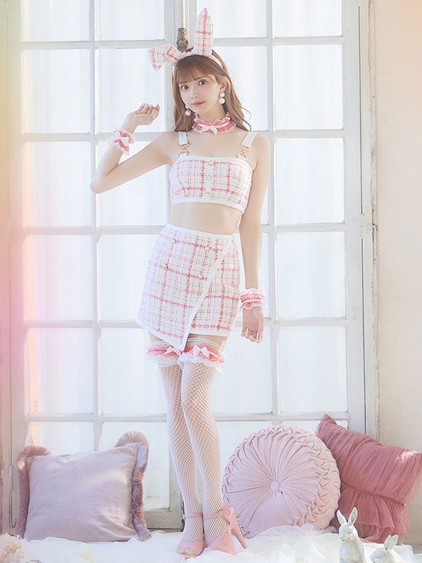 画像5: 【SALE!!】【即日発送】【ハロウィン】 ツイードバニーラップススカートセットアップコスプレ【コスプレ7点セット】【S-Mサイズ/2カラー】[HC03]