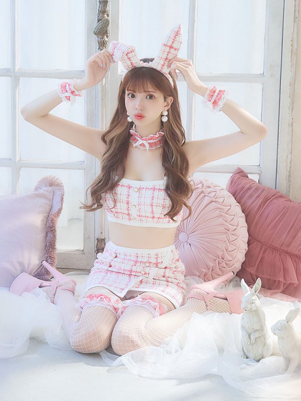 画像6: 【SALE!!】【即日発送】【ハロウィン】 ツイードバニーラップススカートセットアップコスプレ【コスプレ7点セット】【S-Mサイズ/2カラー】[HC03]