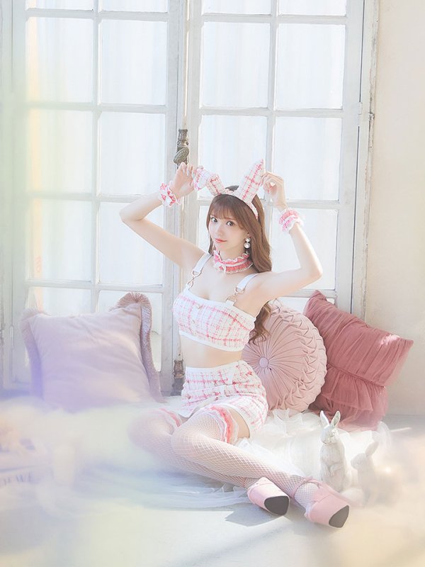 画像7: 【SALE!!】【即日発送】【ハロウィン】 ツイードバニーラップススカートセットアップコスプレ【コスプレ7点セット】【S-Mサイズ/2カラー】[HC03]