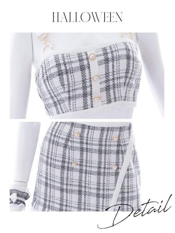 画像17: 【SALE!!】【即日発送】【ハロウィン】 ツイードバニーラップススカートセットアップコスプレ【コスプレ7点セット】【S-Mサイズ/2カラー】[OF01]