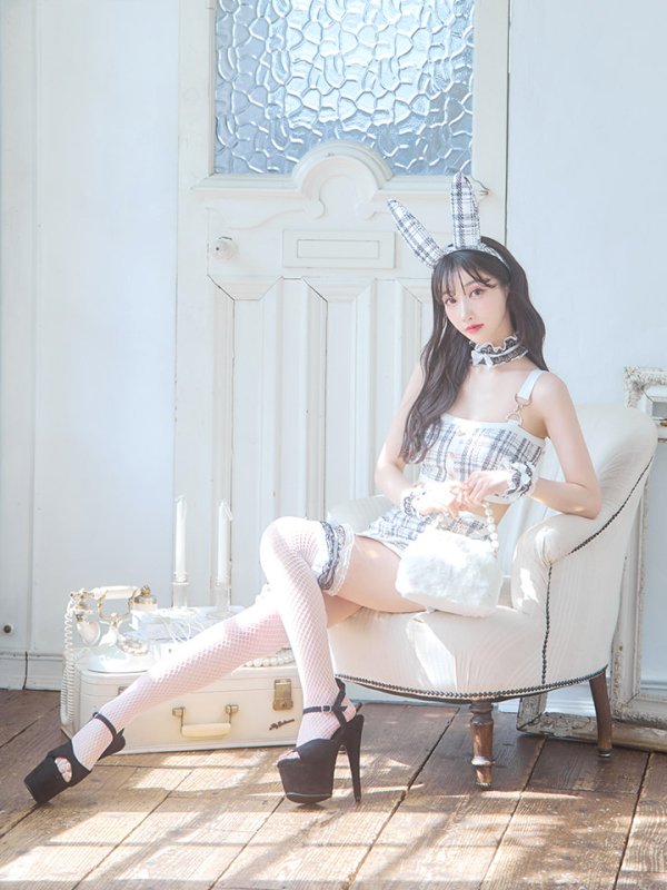 画像6: 【SALE!!】【即日発送】【ハロウィン】 ツイードバニーラップススカートセットアップコスプレ【コスプレ7点セット】【S-Mサイズ/2カラー】[OF01]