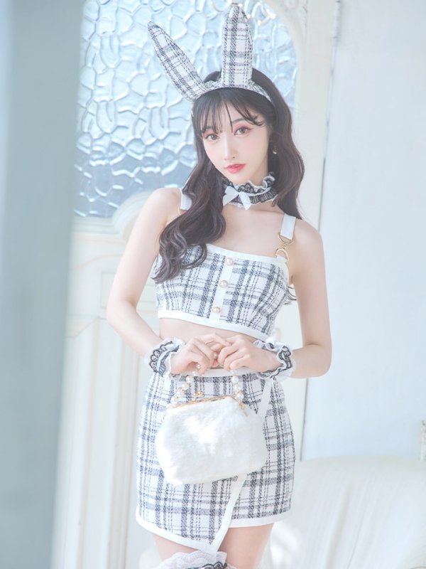 画像8: 【SALE!!】【即日発送】【ハロウィン】 ツイードバニーラップススカートセットアップコスプレ【コスプレ7点セット】【S-Mサイズ/2カラー】[OF01]