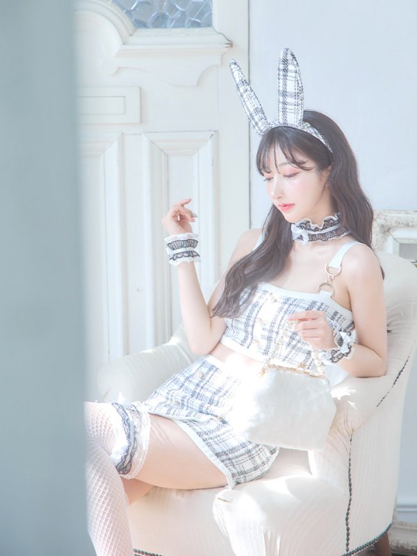 画像9: 【SALE!!】【即日発送】【ハロウィン】 ツイードバニーラップススカートセットアップコスプレ【コスプレ7点セット】【S-Mサイズ/2カラー】[OF01]