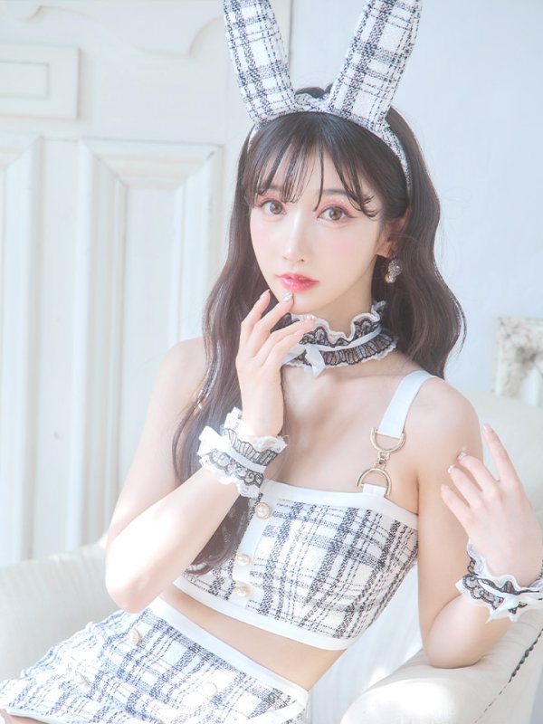 画像10: 【SALE!!】【即日発送】【ハロウィン】 ツイードバニーラップススカートセットアップコスプレ【コスプレ7点セット】【S-Mサイズ/2カラー】[OF01]