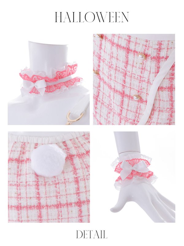 画像22: 【SALE!!】【即日発送】【ハロウィン】 ツイードバニーラップススカートセットアップコスプレ【コスプレ7点セット】【S-Mサイズ/2カラー】[OF01]