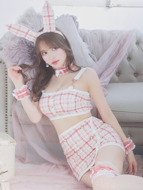 画像6: 【SALE!!】【即日発送】【ハロウィン】 ツイードバニーラップススカートセットアップコスプレ【コスプレ7点セット】【S-Mサイズ/2カラー】[HC03]