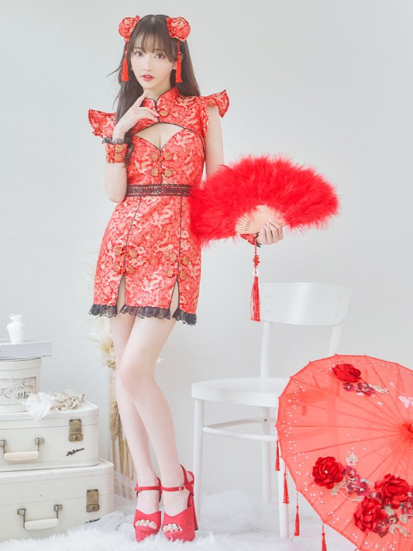 画像28: 【即日発送】【ハロウィン】 スリットミニチャイナ 【コスプレ3点セット】【XS-Lサイズ/3カラー】(SE01YN)[OF04]