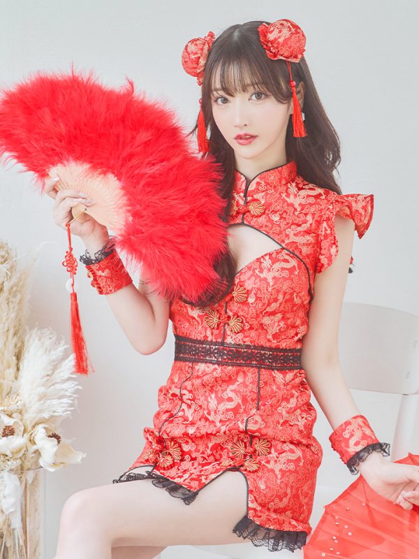 画像7: 【即日発送】【ハロウィン】 スリットミニチャイナ 【コスプレ3点セット】【XS-Lサイズ/3カラー】(SE01YN)[OF04]