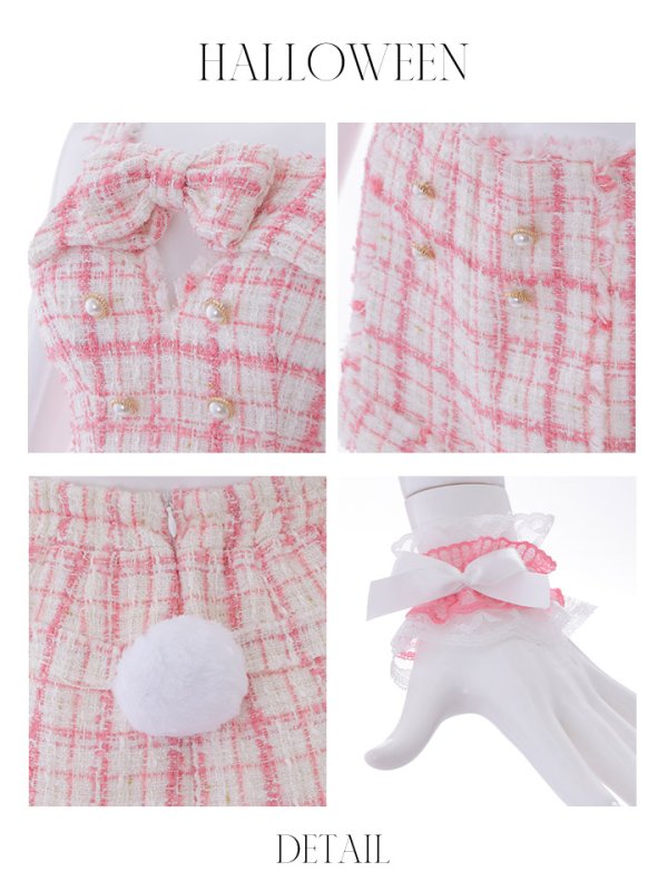 画像41: 【SALE!!】【即日発送】【ハロウィン】ツイードバニーリボンセットアップ（パンツ）【コスプレ6点セット】 【XS-Mサイズ/2カラー】[OF04]