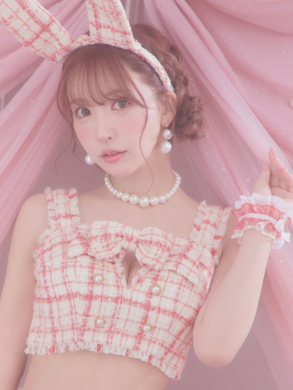 画像16: 【SALE!!】【即日発送】【ハロウィン】ツイードバニーリボンセットアップ（パンツ）【コスプレ6点セット】 【XS-Mサイズ/2カラー】[OF04]