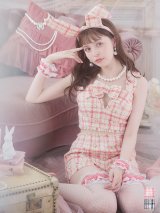 【即日発送】【ハロウィン】ツイードバニーリボンセットアップ（パンツ）【コスプレ6点セット】 【XS-Mサイズ/2カラー】[YMT]