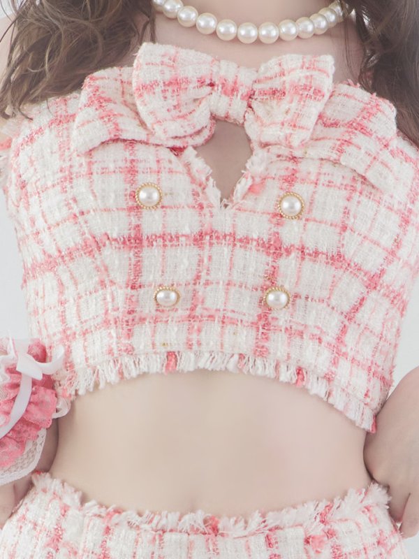 画像10: 【SALE!!】【即日発送】【ハロウィン】ツイードバニーリボンセットアップ（パンツ）【コスプレ6点セット】 【XS-Mサイズ/2カラー】[OF04]