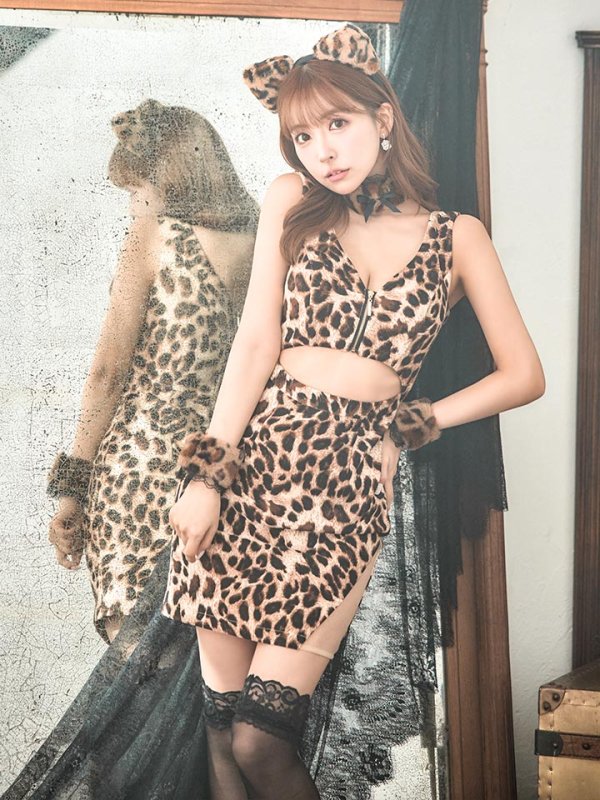 画像2: 【即日発送】【ハロウィン】 レオパードキャット/豹柄猫 【コスプレ5点セット】 【S-Mサイズ】[YMT]