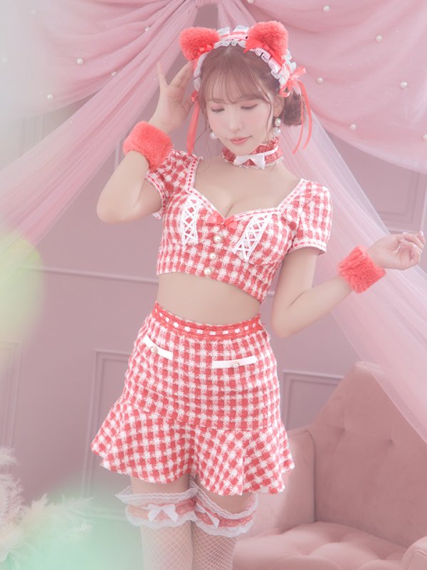 画像6: 【SALE!!】【即日発送】【ハロウィン】ツイードキャットセットアップ 【コスプレ6点セット】 【XS-Mサイズ/4カラー】[OF04]