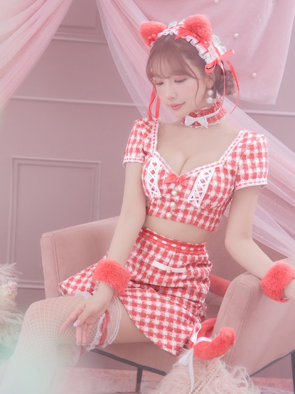 画像4: 【SALE!!】【即日発送】【ハロウィン】ツイードキャットセットアップ 【コスプレ6点セット】 【XS-Mサイズ/4カラー】[OF04]