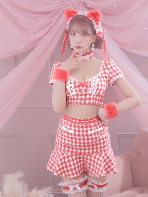 画像9: 【SALE!!】【即日発送】【ハロウィン】ツイードキャットセットアップ 【コスプレ6点セット】 【XS-Mサイズ/4カラー】[OF04]