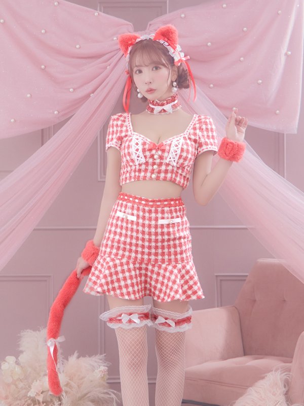 画像10: 【SALE!!】【即日発送】【ハロウィン】ツイードキャットセットアップ 【コスプレ6点セット】 【XS-Mサイズ/4カラー】[OF04]
