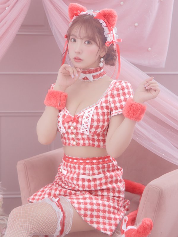 画像12: 【SALE!!】【即日発送】【ハロウィン】ツイードキャットセットアップ 【コスプレ6点セット】 【XS-Mサイズ/4カラー】[OF04]