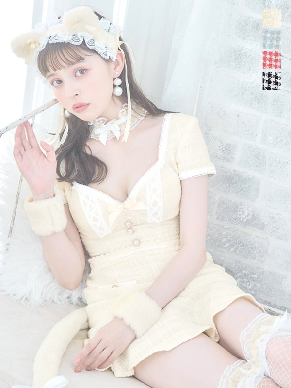 画像3: 【SALE!!】【即日発送】【ハロウィン】ツイードキャットセットアップ 【コスプレ6点セット】 【XS-Mサイズ/4カラー】[OF04]