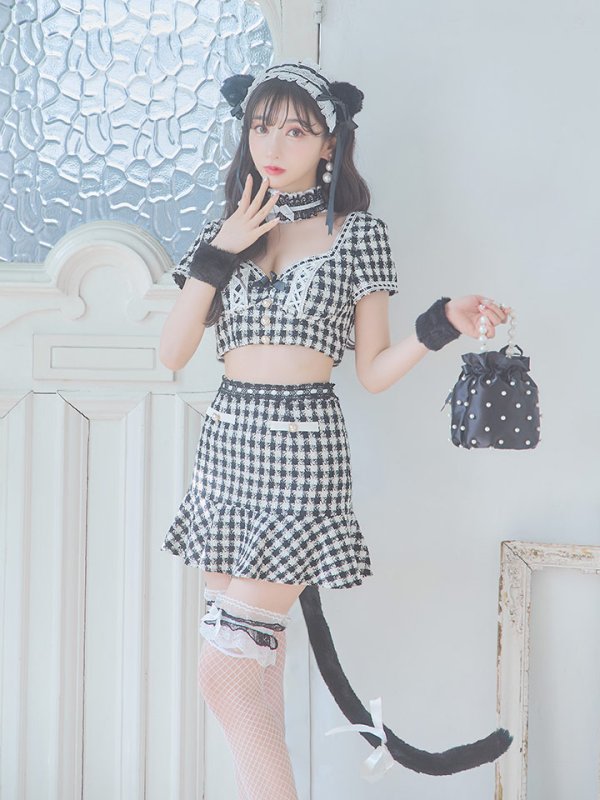 画像27: 【SALE!!】【即日発送】【ハロウィン】ツイードキャットセットアップ 【コスプレ6点セット】 【XS-Mサイズ/4カラー】[OF04]