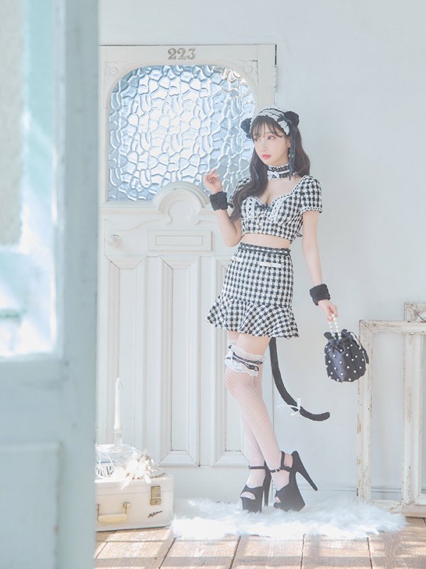 画像8: 【SALE!!】【即日発送】【ハロウィン】ツイードキャットセットアップ 【コスプレ6点セット】 【XS-Mサイズ/4カラー】[OF04]