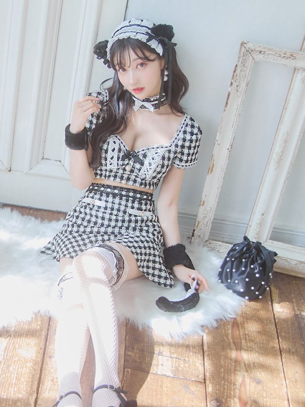画像14: 【SALE!!】【即日発送】【ハロウィン】ツイードキャットセットアップ 【コスプレ6点セット】 【XS-Mサイズ/4カラー】[OF04]