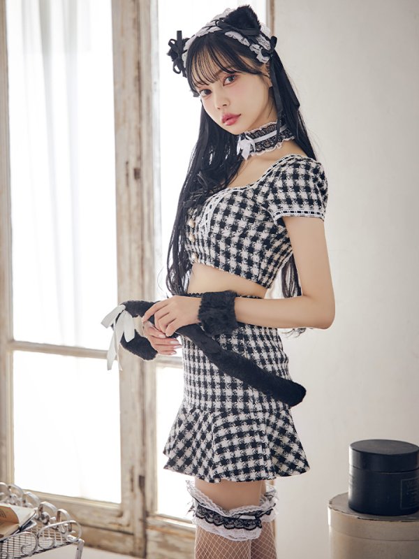 画像14: 【SALE!!】【即日発送】【ハロウィン】ツイードキャットセットアップ 【コスプレ6点セット】 【XS-Mサイズ/4カラー】[HC03]