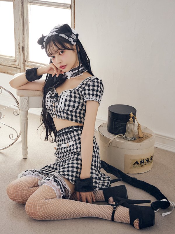 画像9: 【SALE!!】【即日発送】【ハロウィン】ツイードキャットセットアップ 【コスプレ6点セット】 【XS-Mサイズ/4カラー】[HC03]