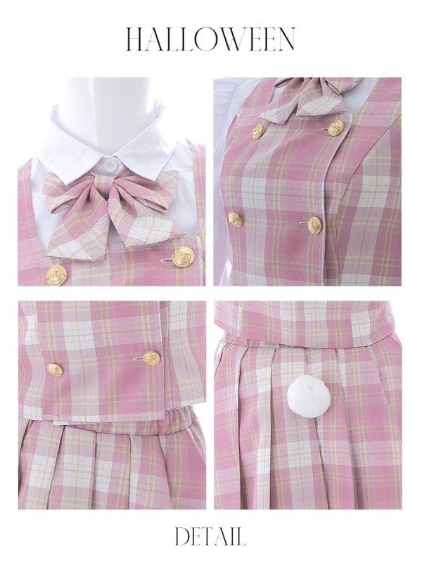 画像20: 【SALE!!】【ハロウィン】チェック制服バニー【コスプレ6点セット】 【S-Lサイズ/1カラー】[OF01]
