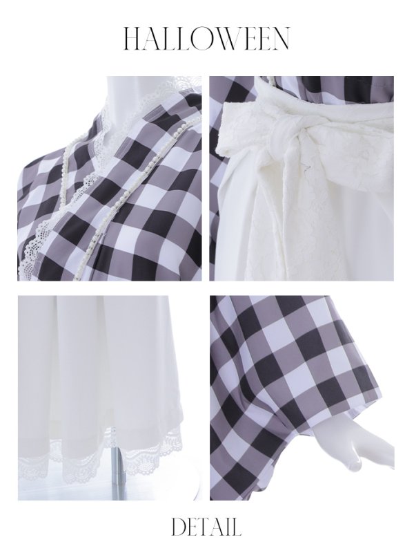 画像21: 【即日発送】【ハロウィン】 ギンガム猫巫女【コスプレ5点セット】【Fサイズ/2カラー】[HC03]