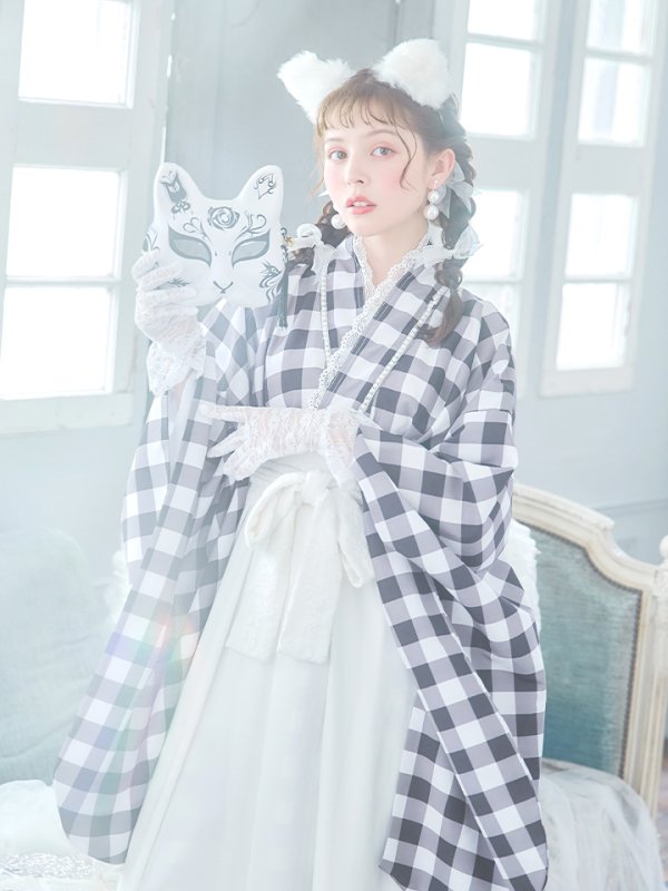 画像4: 【即日発送】【ハロウィン】 ギンガム猫巫女【コスプレ5点セット】【Fサイズ/2カラー】[HC03]