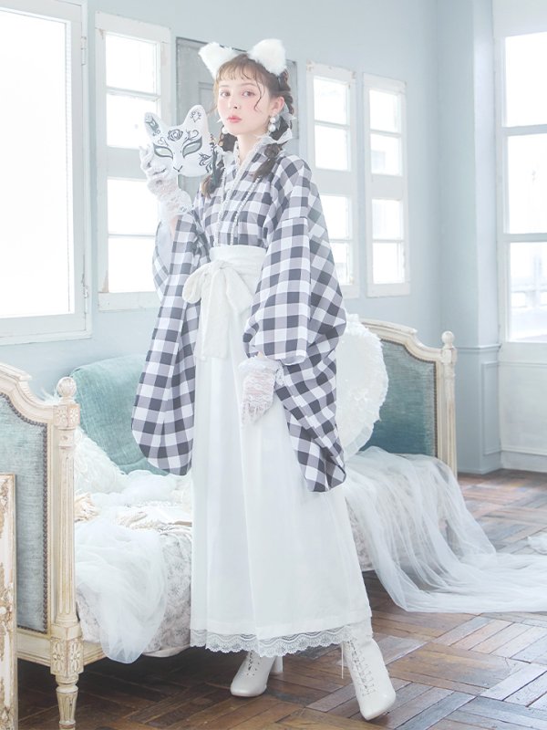 画像5: 【即日発送】【ハロウィン】 ギンガム猫巫女【コスプレ5点セット】【Fサイズ/2カラー】[HC03]