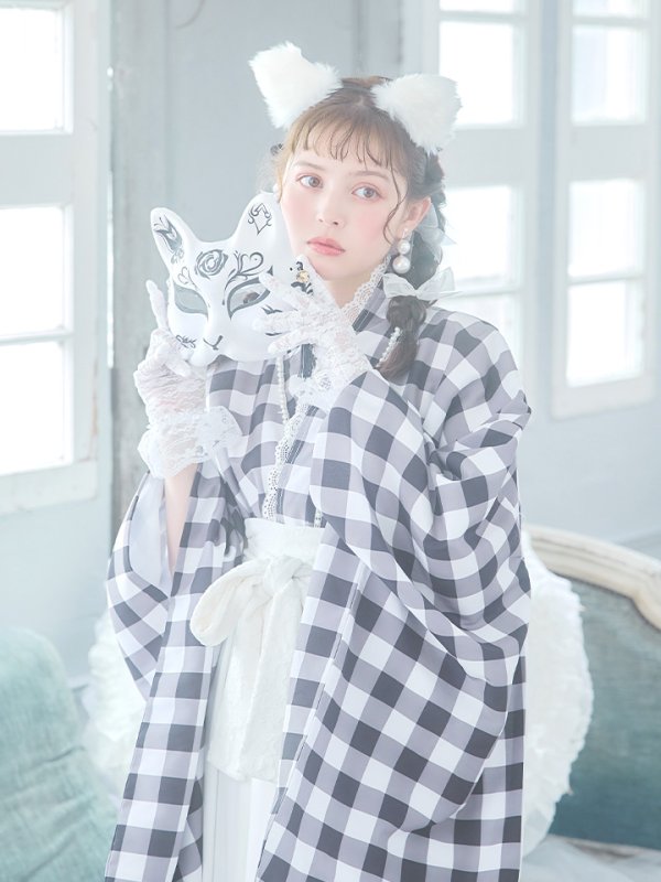 画像8: 【即日発送】【ハロウィン】 ギンガム猫巫女【コスプレ5点セット】【Fサイズ/2カラー】[HC03]