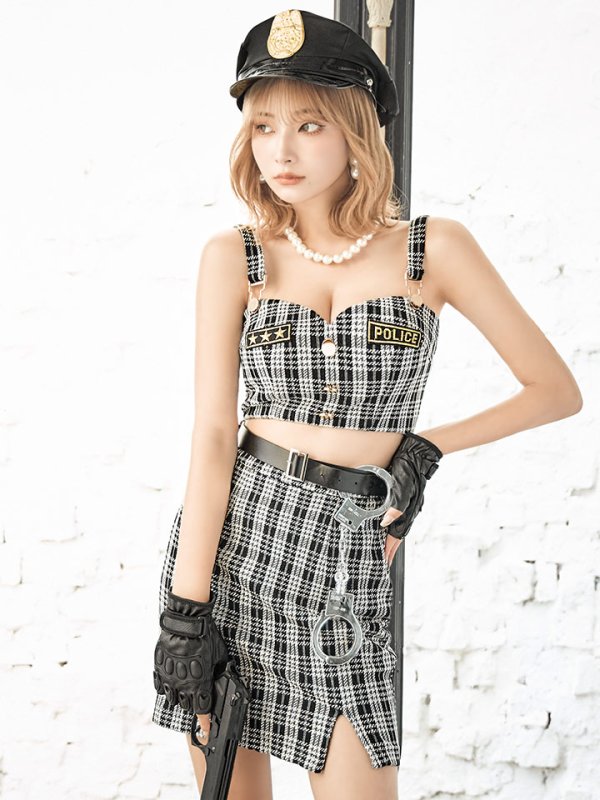 画像3: 【SALE!!】【即日発送】【ハロウィン】ツイードポリスセットアップ 【コスプレ5点セット】【XS-Mサイズ】(OF0106-SV)[OF04-Bg]