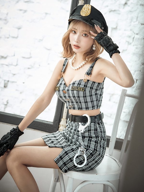 画像9: 【SALE!!】【即日発送】【ハロウィン】ツイードポリスセットアップ 【コスプレ5点セット】【XS-Mサイズ】(OF0106-SV)[OF04-Bg]