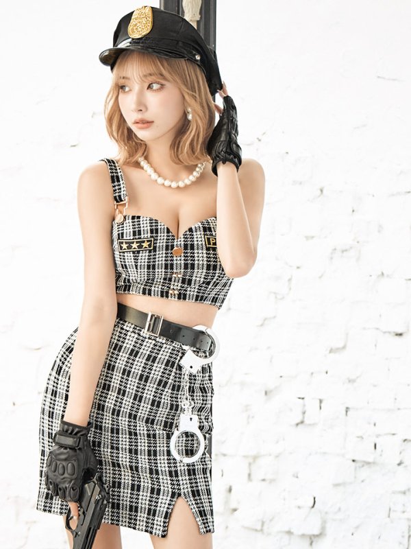 画像13: 【SALE!!】【即日発送】【ハロウィン】ツイードポリスセットアップ 【コスプレ5点セット】【XS-Mサイズ】(OF0106-SV)[OF04-Bg]