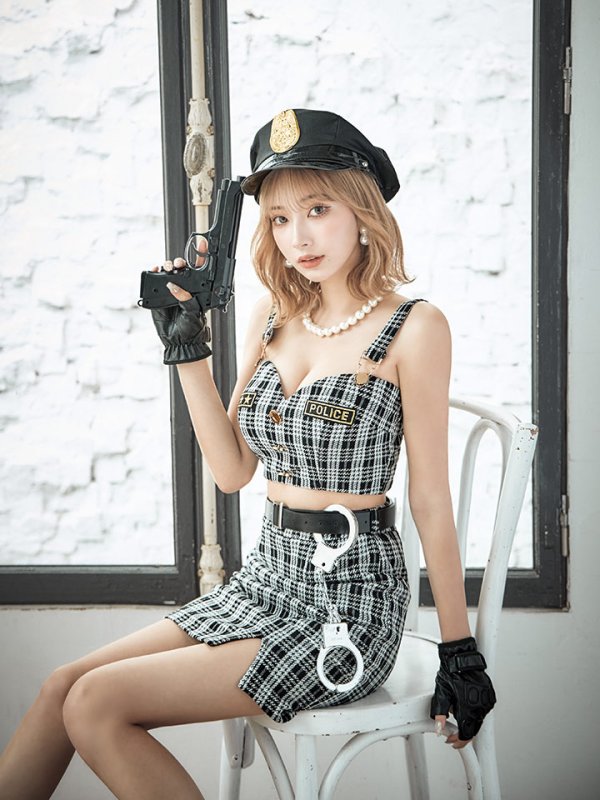 画像14: 【SALE!!】【即日発送】【ハロウィン】ツイードポリスセットアップ 【コスプレ5点セット】【XS-Mサイズ】(OF0106-SV)[OF04-Bg]