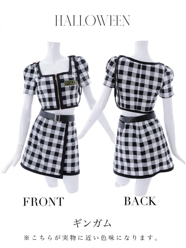 画像18: 【SALE!!】送料無料！【ハロウィン】 ギンガムセットアップポリス 【コスプレ5点セット】【XS-Mサイズ/1カラー】(OF0106-SV)[OF01-B]