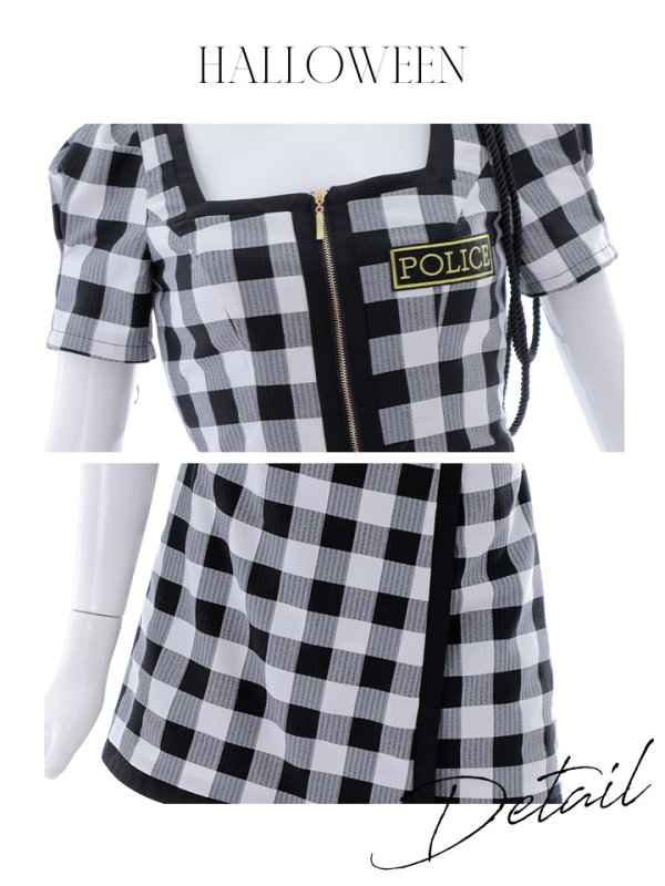 画像19: 【SALE!!】送料無料！【ハロウィン】 ギンガムセットアップポリス 【コスプレ5点セット】【XS-Mサイズ/1カラー】(OF0106-SV)[OF01-B]
