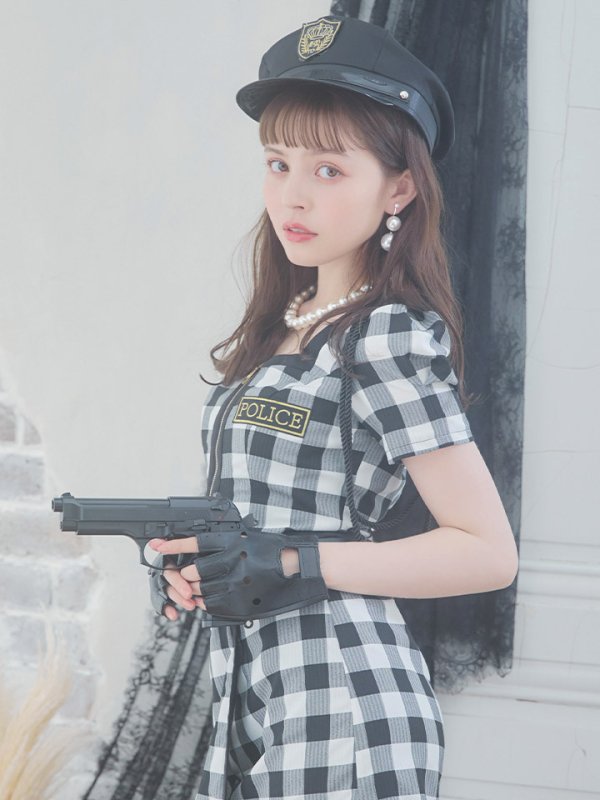 画像12: 【SALE!!】送料無料！【ハロウィン】 ギンガムセットアップポリス 【コスプレ5点セット】【XS-Mサイズ/1カラー】(OF0106-SV)[OF01-B]