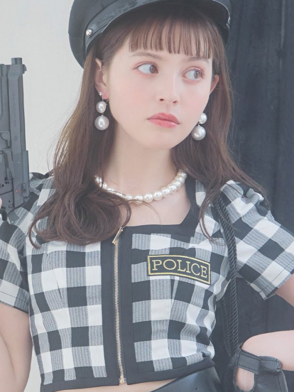 画像15: 【SALE!!】送料無料！【ハロウィン】 ギンガムセットアップポリス 【コスプレ5点セット】【XS-Mサイズ/1カラー】(OF0106-SV)[OF01-B]